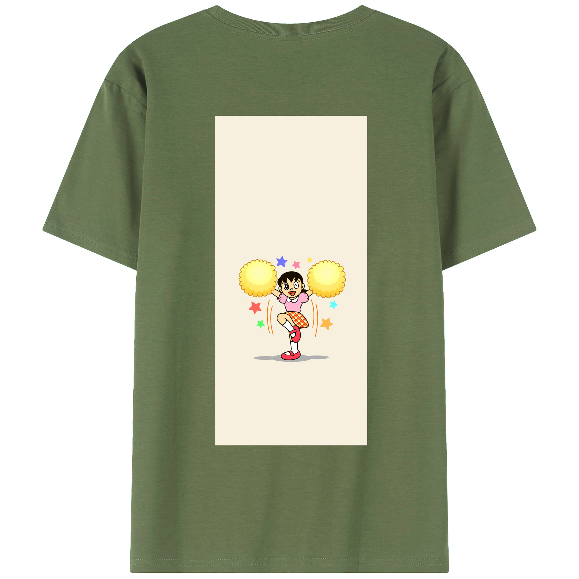 （画像用） ドラえもん みなもと しずか Doraemon Shizuka Minamoto 綿100％ メンズ半袖Tシャツ（バックプリント） 通気性